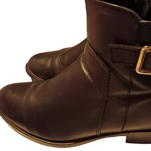 Womens Black Leather Boots By C La Canadienne Shai Leather Booties Size 8 - Picture 1 of 4